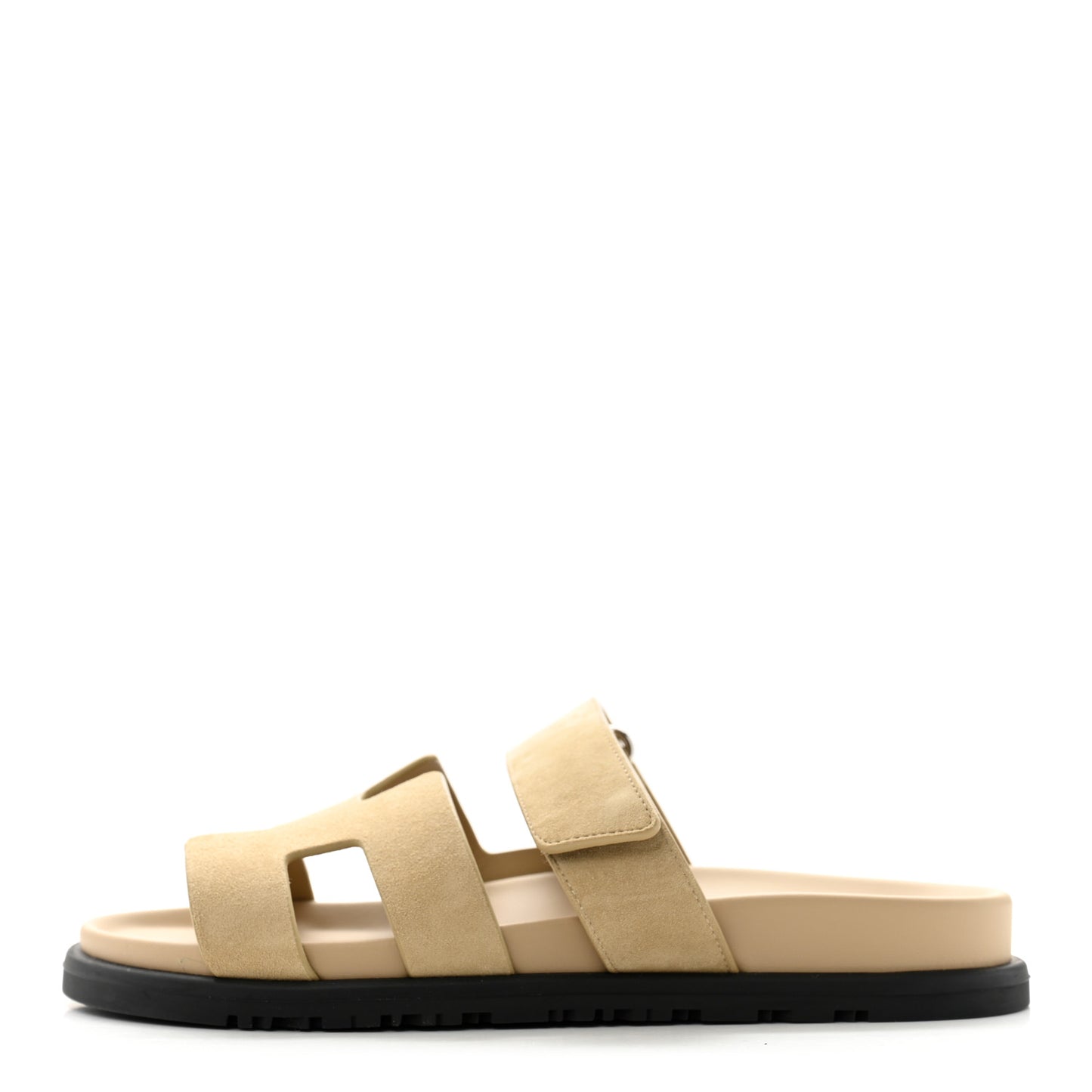 Suede Goatskin Womens Chypre Sandals 37.5 Beige Lin
