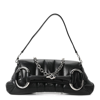 Gucci Nappa Vertical Matelasse Medium Maxi Horsebit Chain Shoulder Bag Black 1 of 11