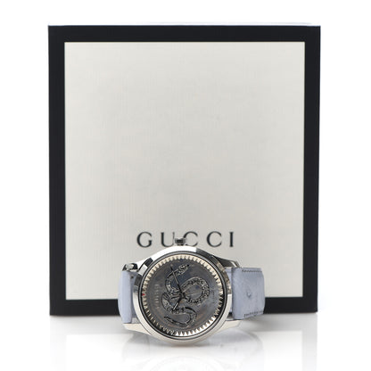 Gucci Stainless Steel Ostrich Blue Mother of Pearl 38mm G-Timeless Snake Automatic Watch 14 of 14