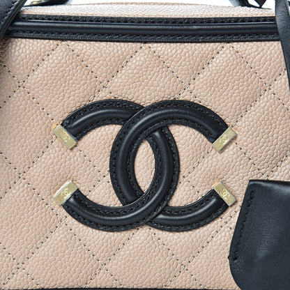Chanel Caviar Quilted Small CC Filigree Vanity Case Beige Black 8 of 11