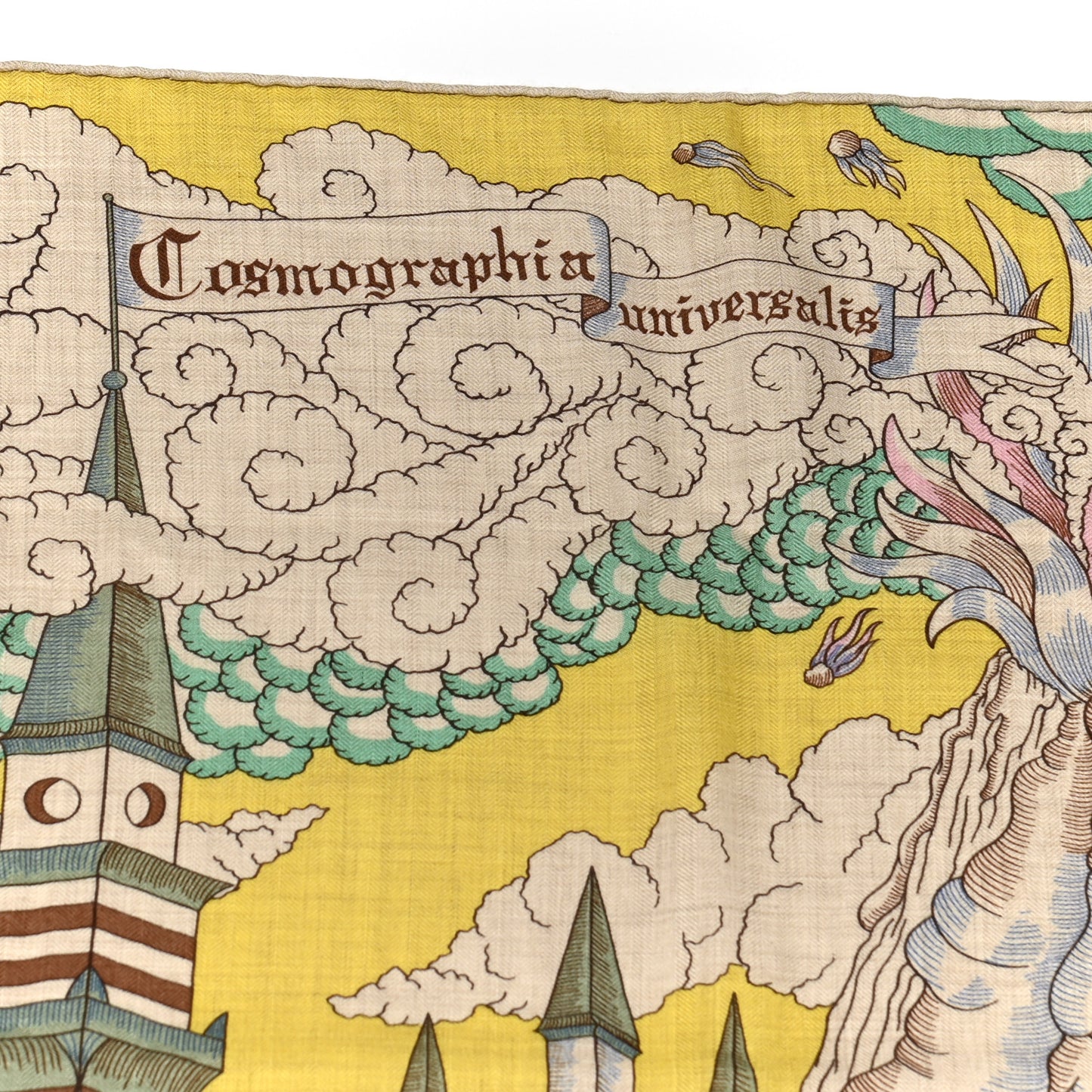 Cashmere Silk Cosmographia Universalis Shawl 140 Naturel Jaune Rose Pale