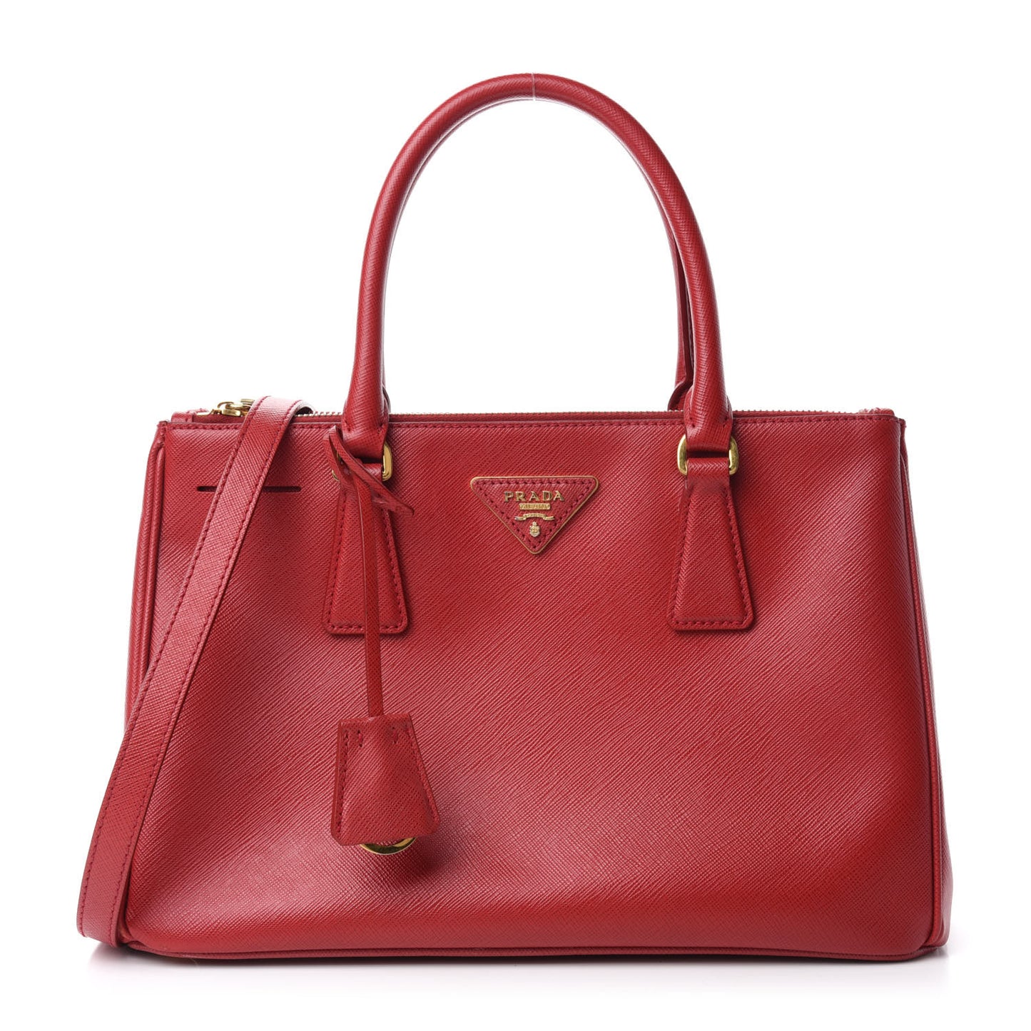 Saffiano Small Galleria Double Zip Tote Fuoco