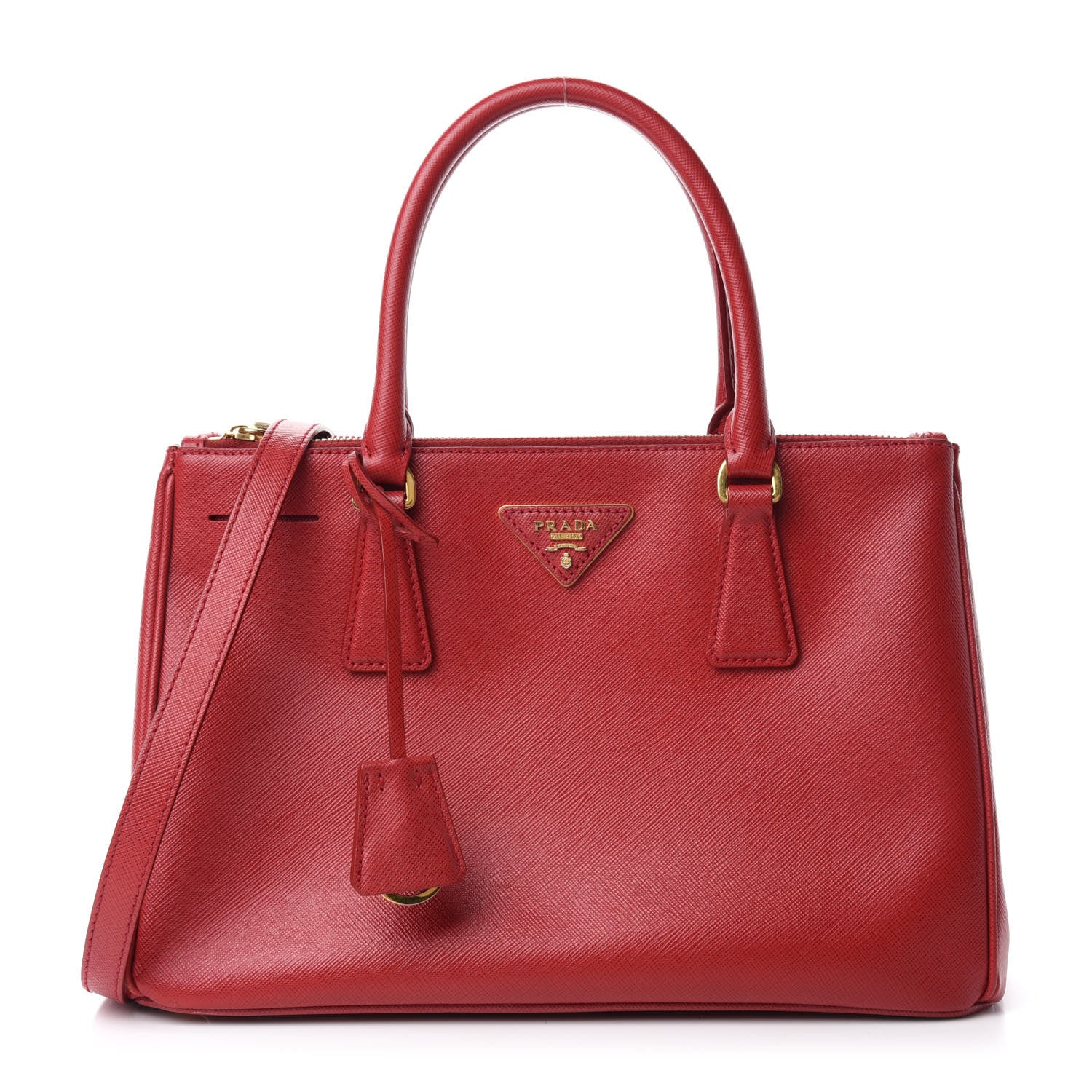 Prada Saffiano Small Galleria Double Zip Tote Fuoco 1 of 12