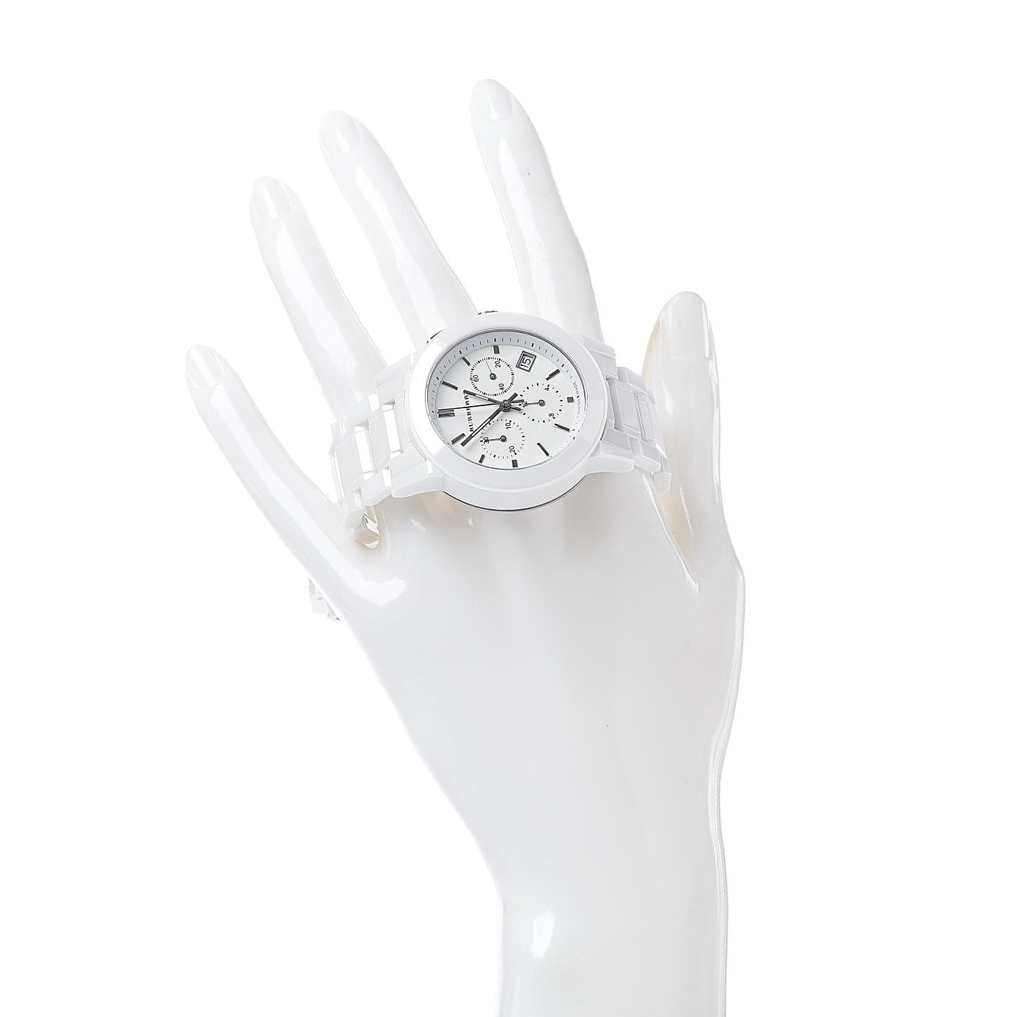 Stainless Steel Ceramic 38mm Chronograph Quartz Watch White BU9080