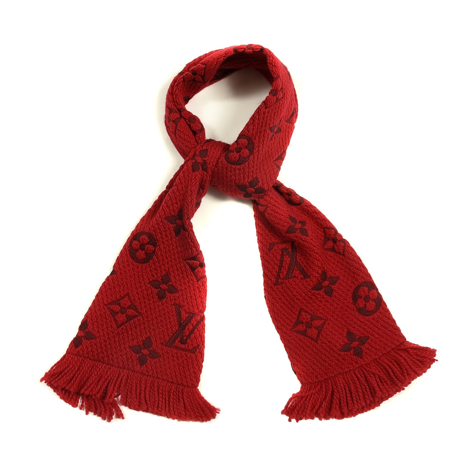 Louis Vuitton Wool Silk Logomania Scarf Rubis 1 of 3