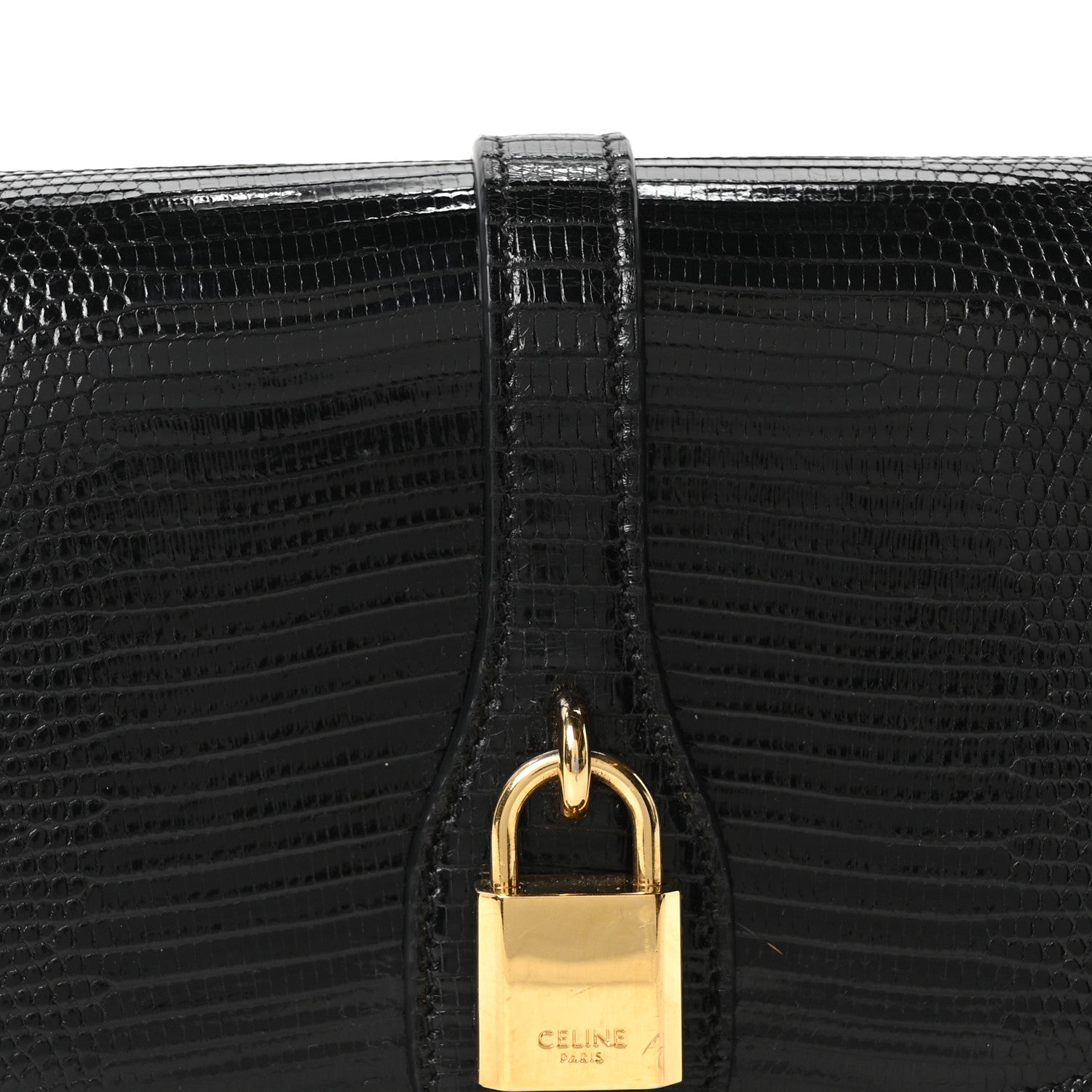 Celine Lizard Tabou Clutch On Strap Black 7 of 9