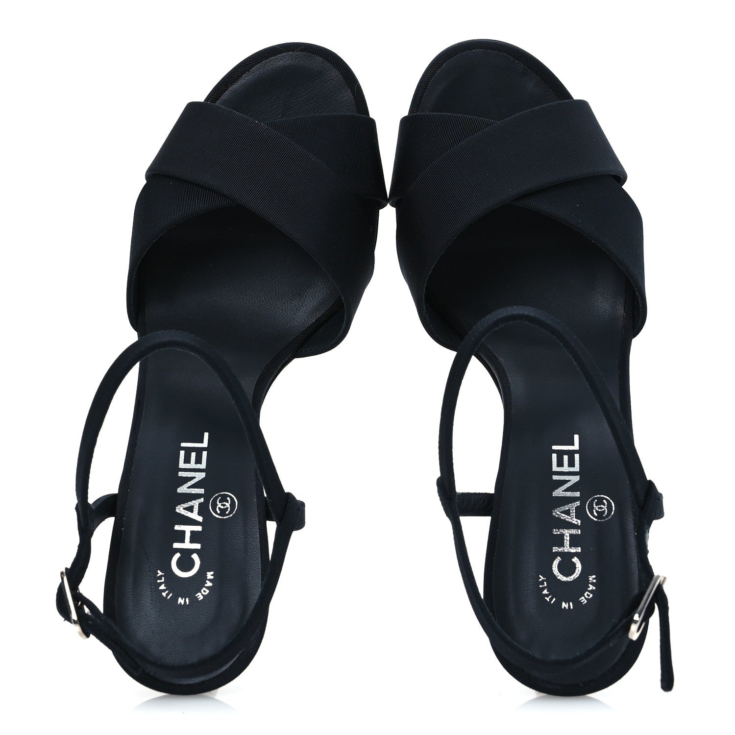 Chanel Grosgrain Pearl Sandals 39.5 Black 2 of 13