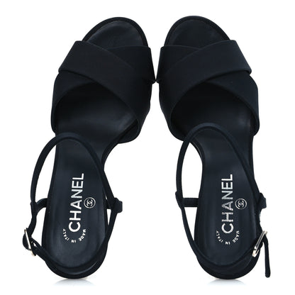 Chanel Grosgrain Pearl Sandals 39.5 Black 2 of 13