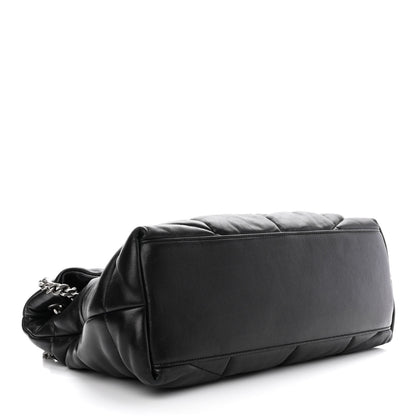 Saint Laurent Lambskin Quilted Medium Loulou Puffer Monogram Chain Satchel Black 4 of 11