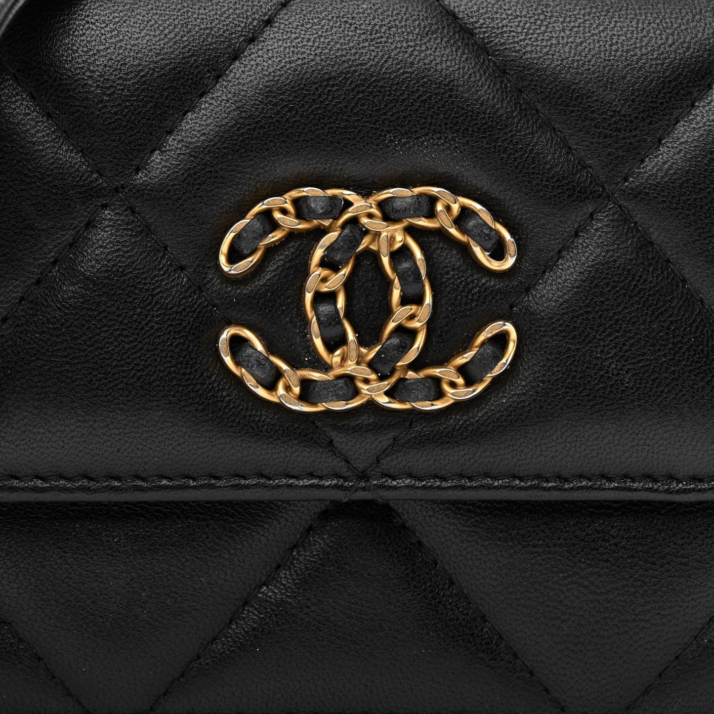 Lambskin Quilted Chanel 19 Flap Belt Bag Black