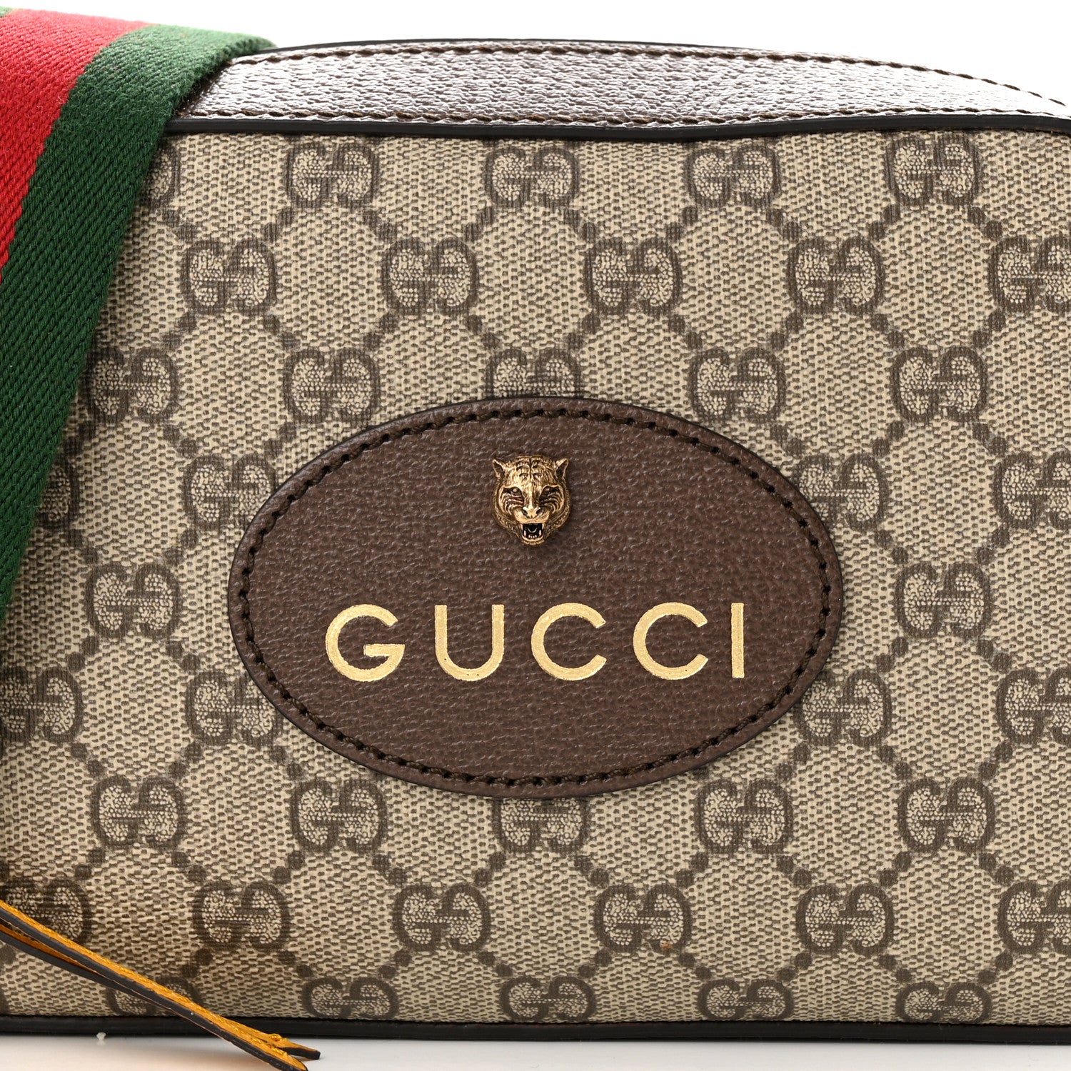 Gucci GG Supreme Monogram Web Neo Vintage Shoulder Bag Beige New Acero Crop 8 of 10