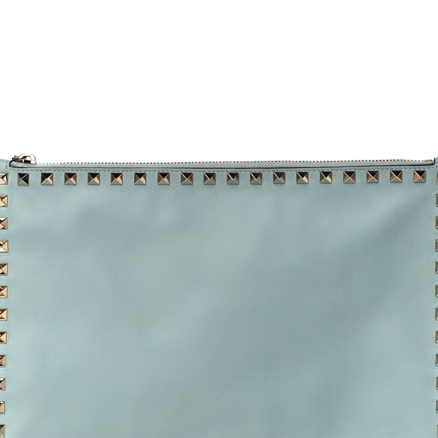 Vitello Large Rockstud Zip Pouch Sky Sorbet