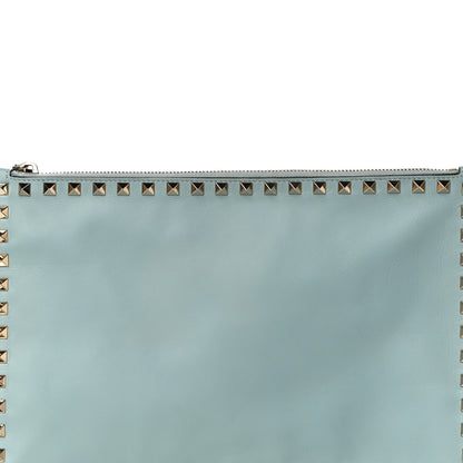 Valentino Garavani Vitello Large Rockstud Zip Pouch Sky Sorbet 7 of 11