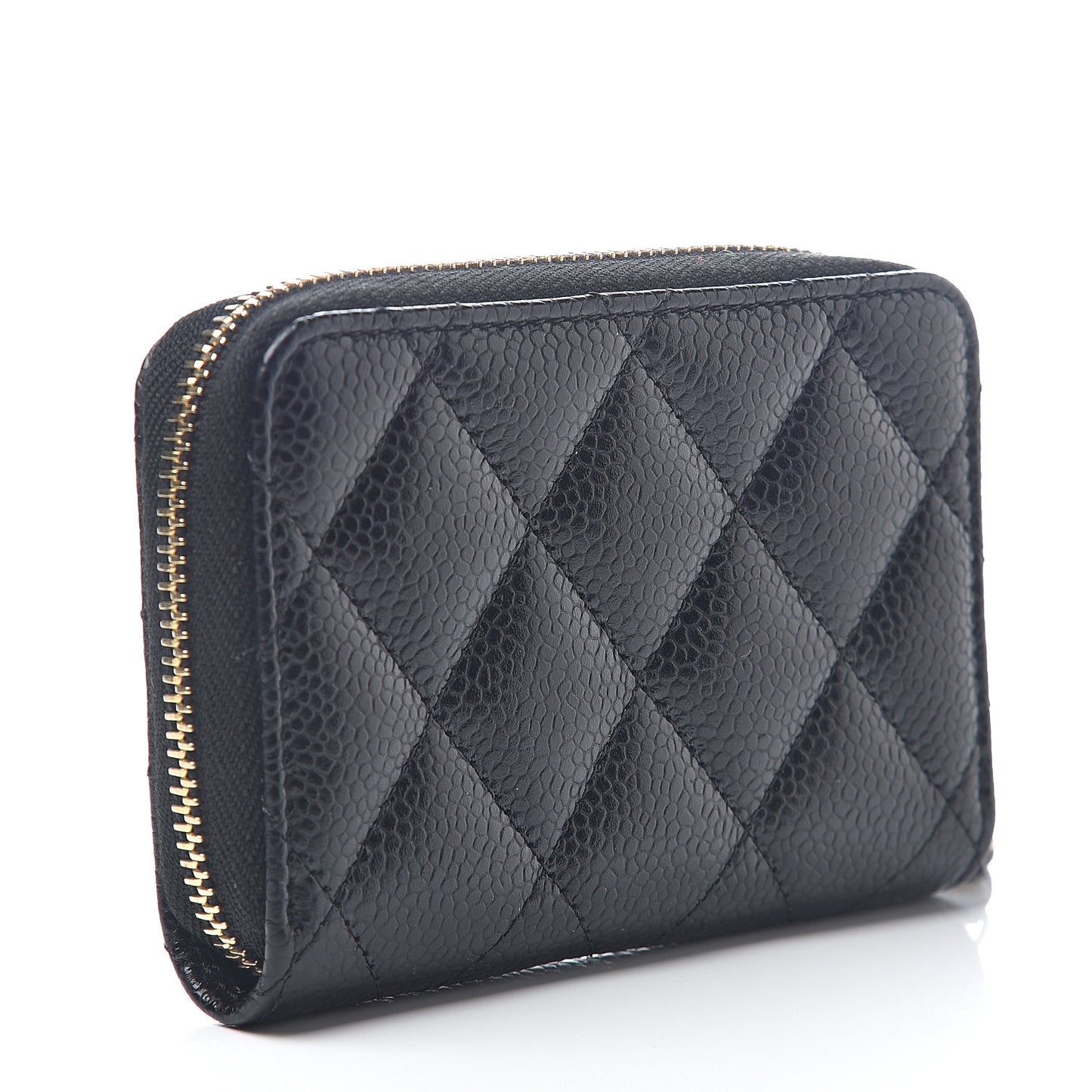 Caviar Quilted Zip Coin Purse Black