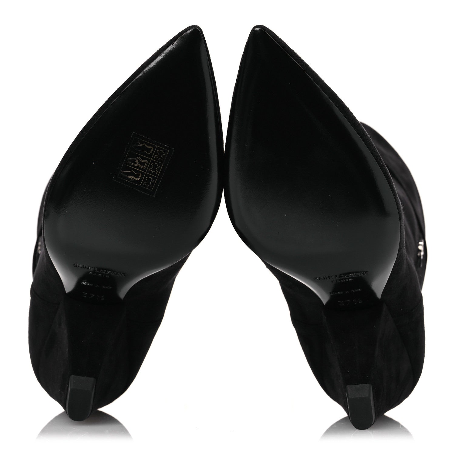 Saint Laurent Kid Scamosciato Niki 85 Wedge Booties 37.5 Black 7 of 11