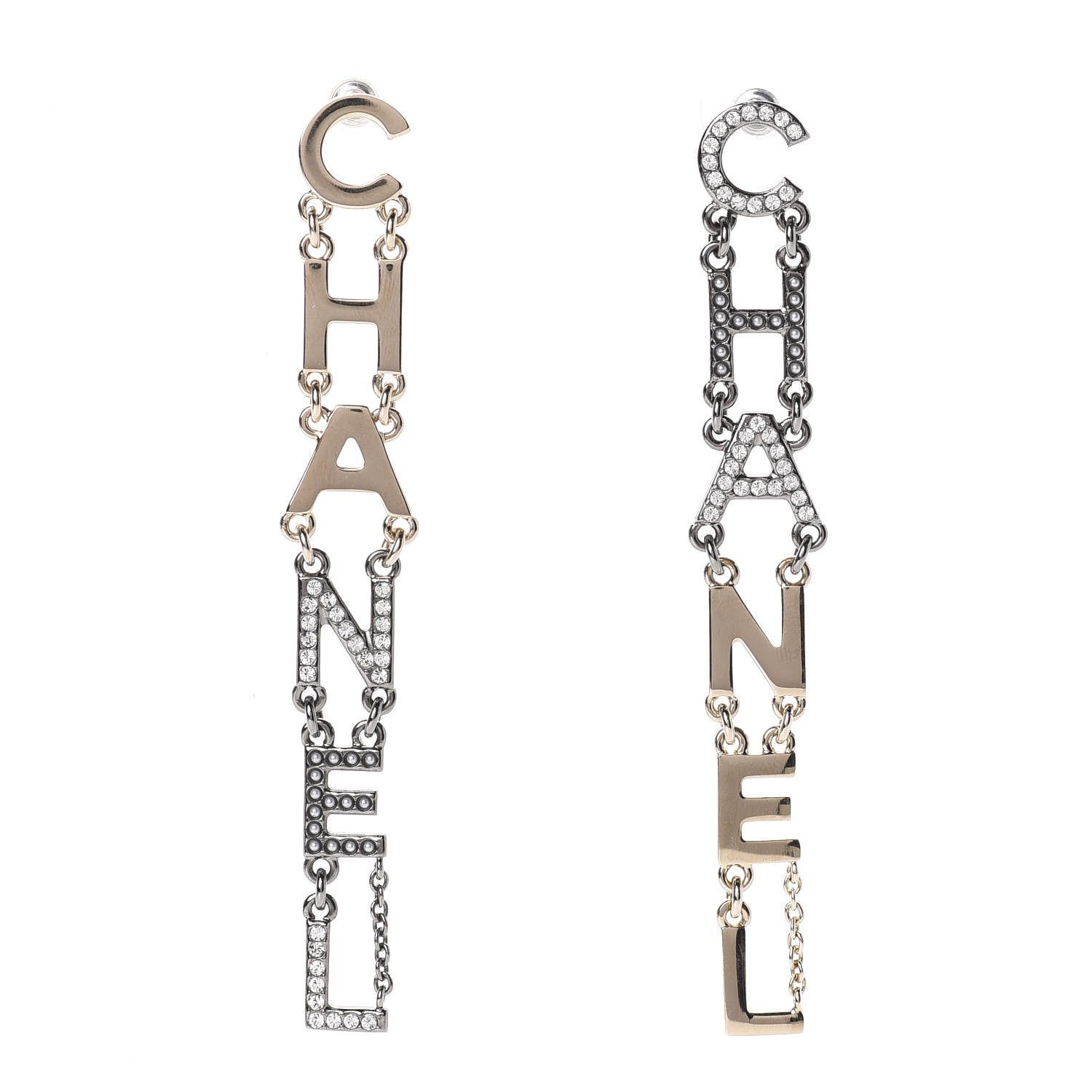 Chanel Crystal Pearl Bright Young Things Earrings Gold Ruthenium 1 of 5
