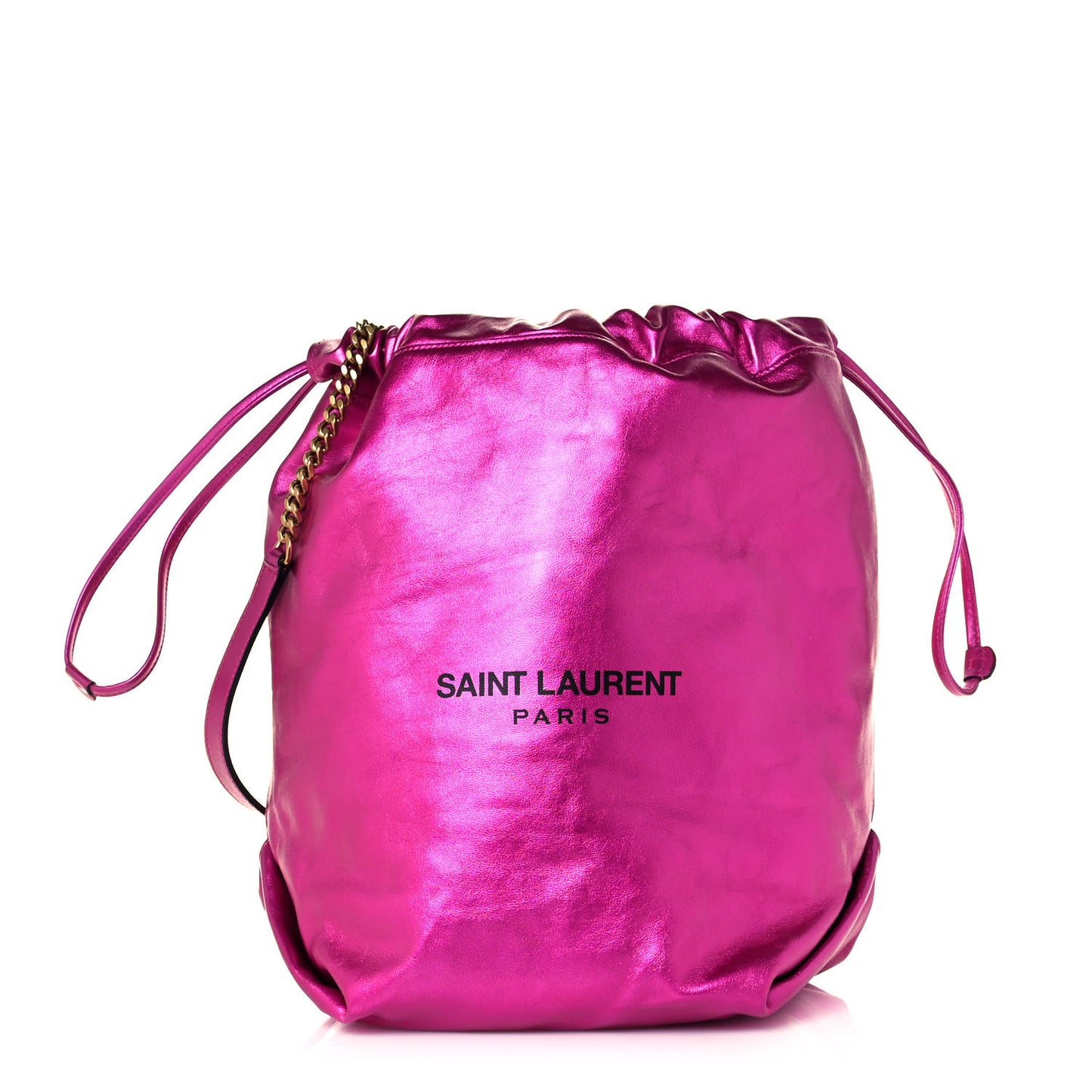 Lambskin Teddy Drawstring Bag Fuchsia