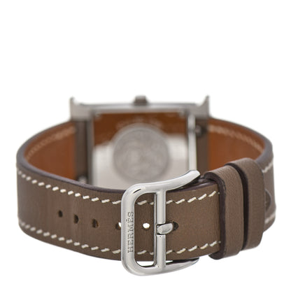 Hermes Stainless Steel Swift 21mm Heure H Hour Quartz Watch Etoupe 3 of 6