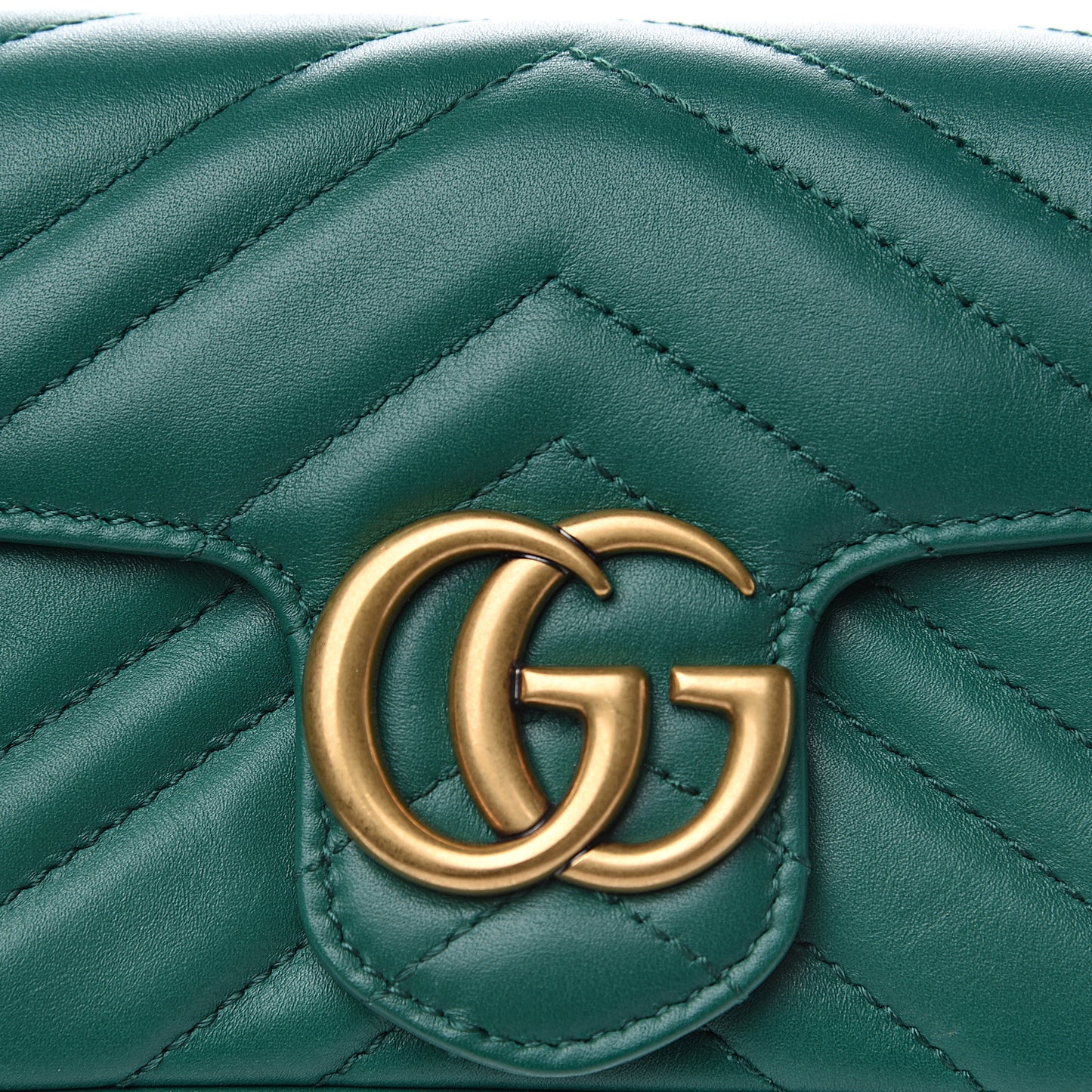 Calfskin Matelasse Super Mini GG Marmont Shoulder Bag Emerald Green