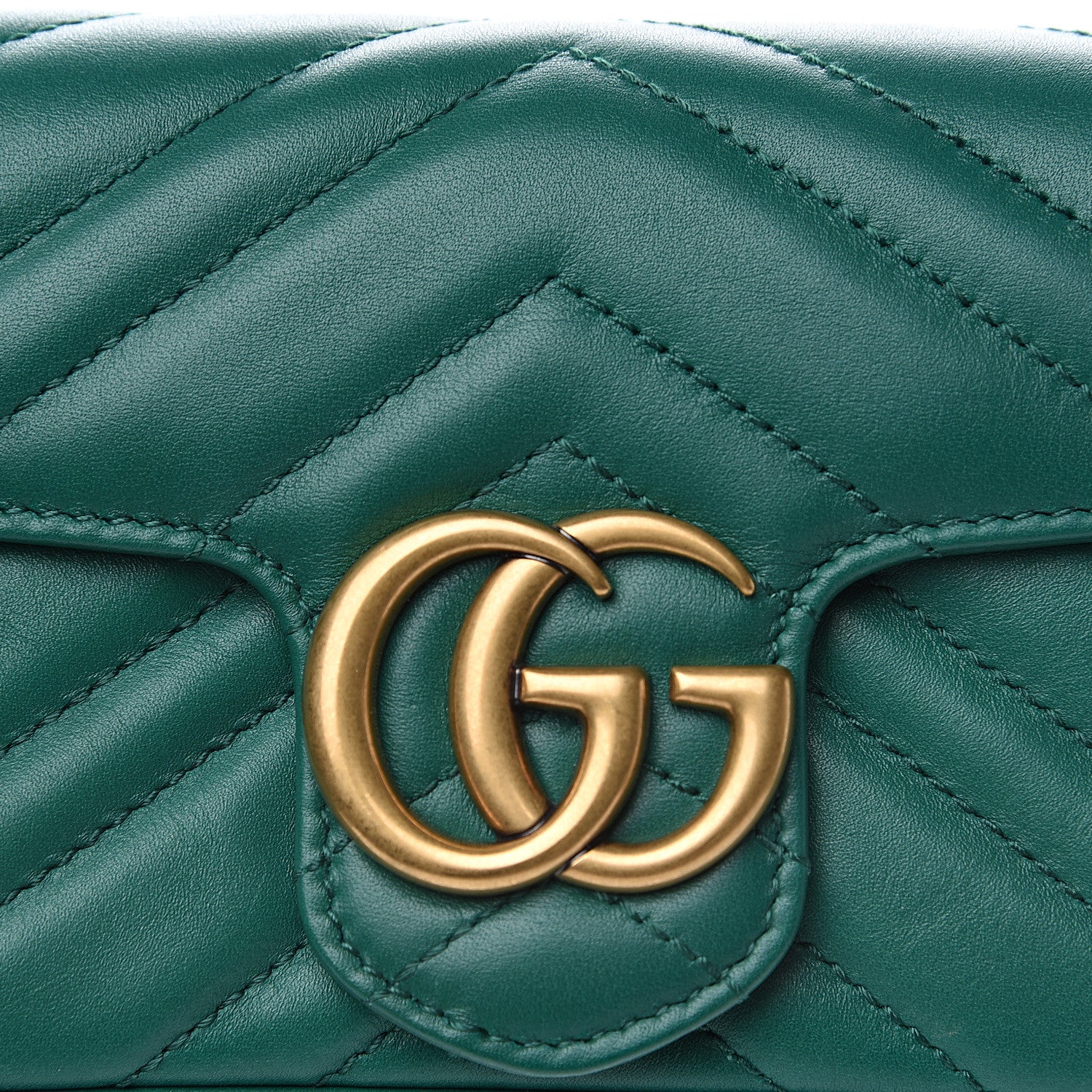 Gucci Calfskin Matelasse Super Mini GG Marmont Shoulder Bag Emerald Green 7 of 11