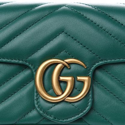 Gucci Calfskin Matelasse Super Mini GG Marmont Shoulder Bag Emerald Green 7 of 11