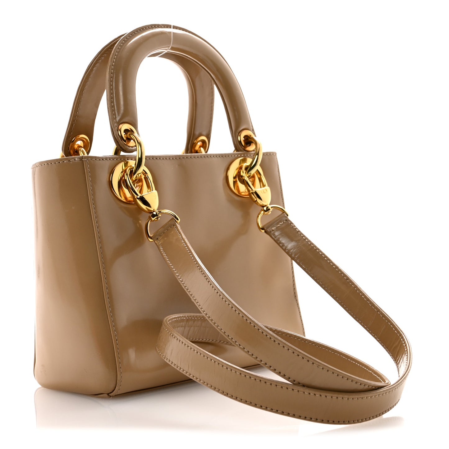 Patent Mini Lady Dior Beige