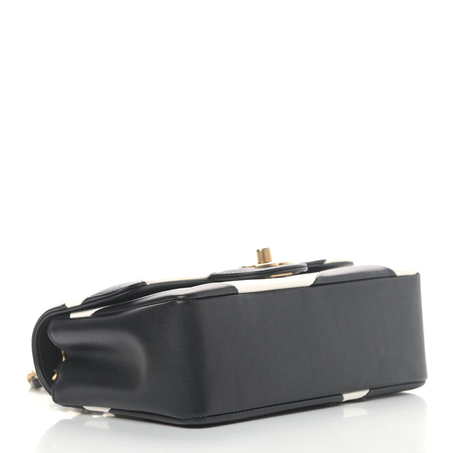 Lambskin Geometric Patchwork Mini Flap Black White