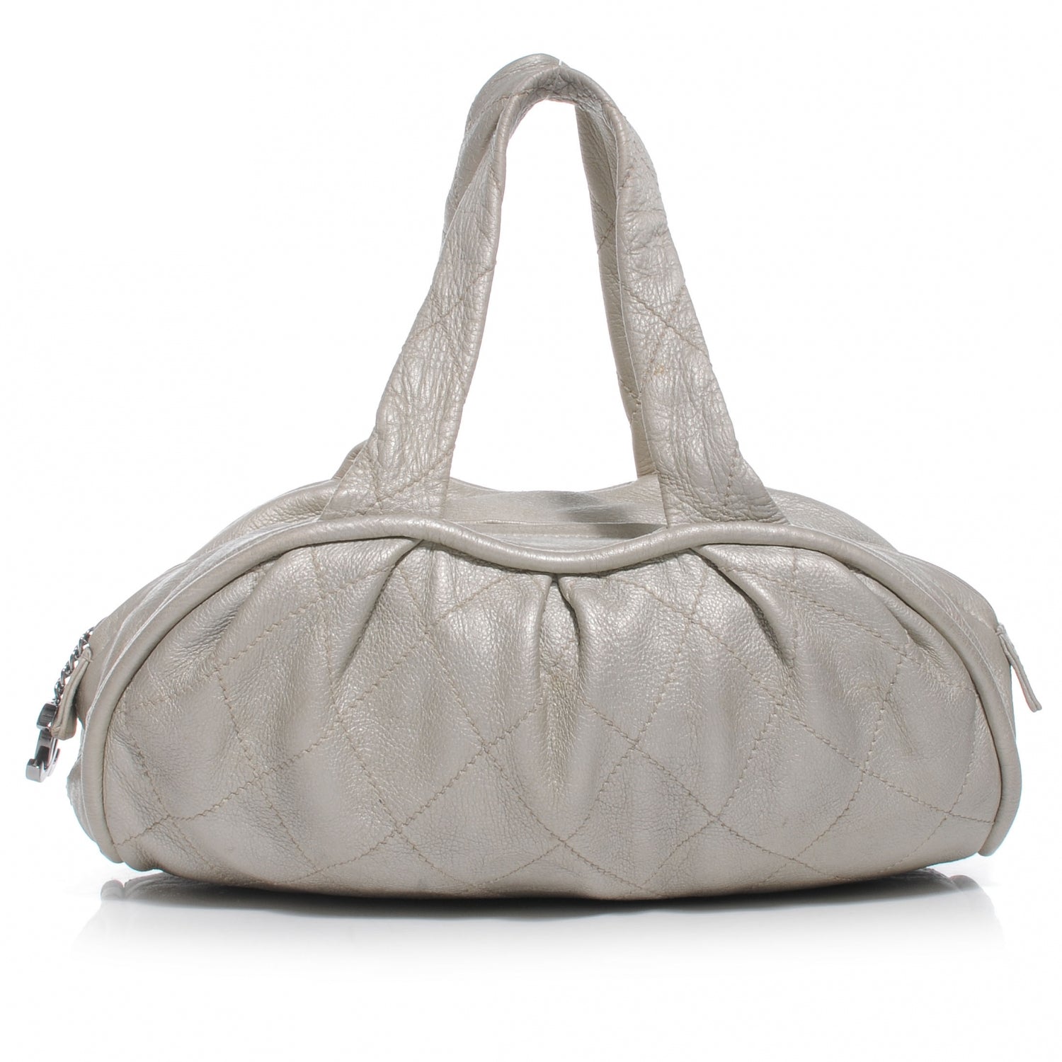 Chanel Metallic Deerskin Stitched Bowler Grey 1 of 7