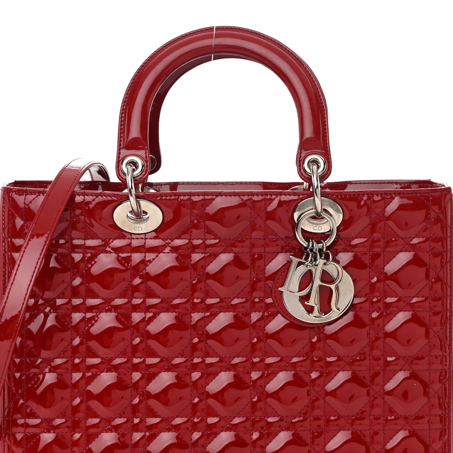 Christian Dior Patent Cannage Large Lady Dior Red 8 of 19