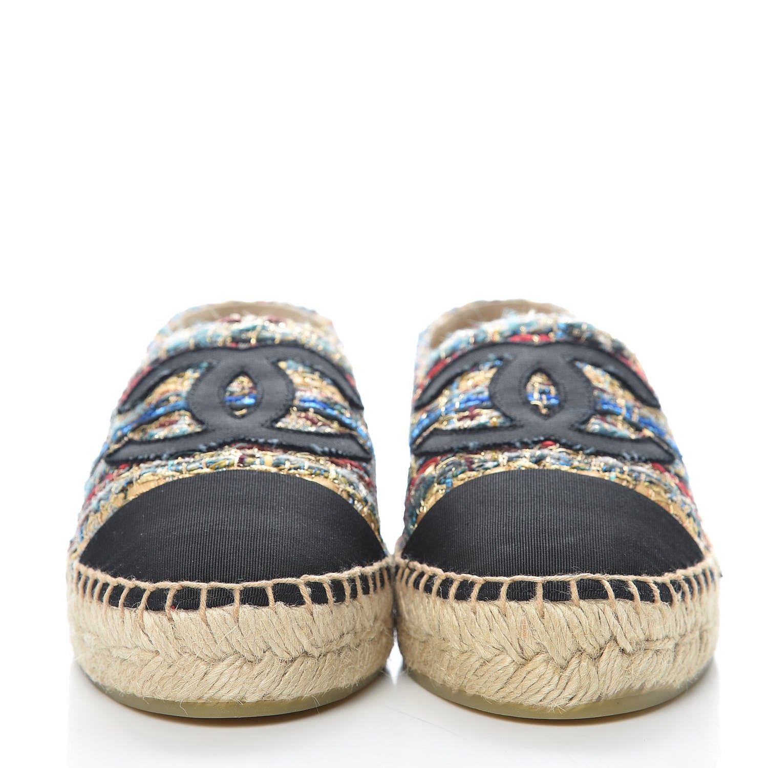 Chanel Tweed Grosgrain CC Espadrilles 38 Multicolor 2 of 11