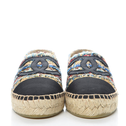 Chanel Tweed Grosgrain CC Espadrilles 38 Multicolor 2 of 11