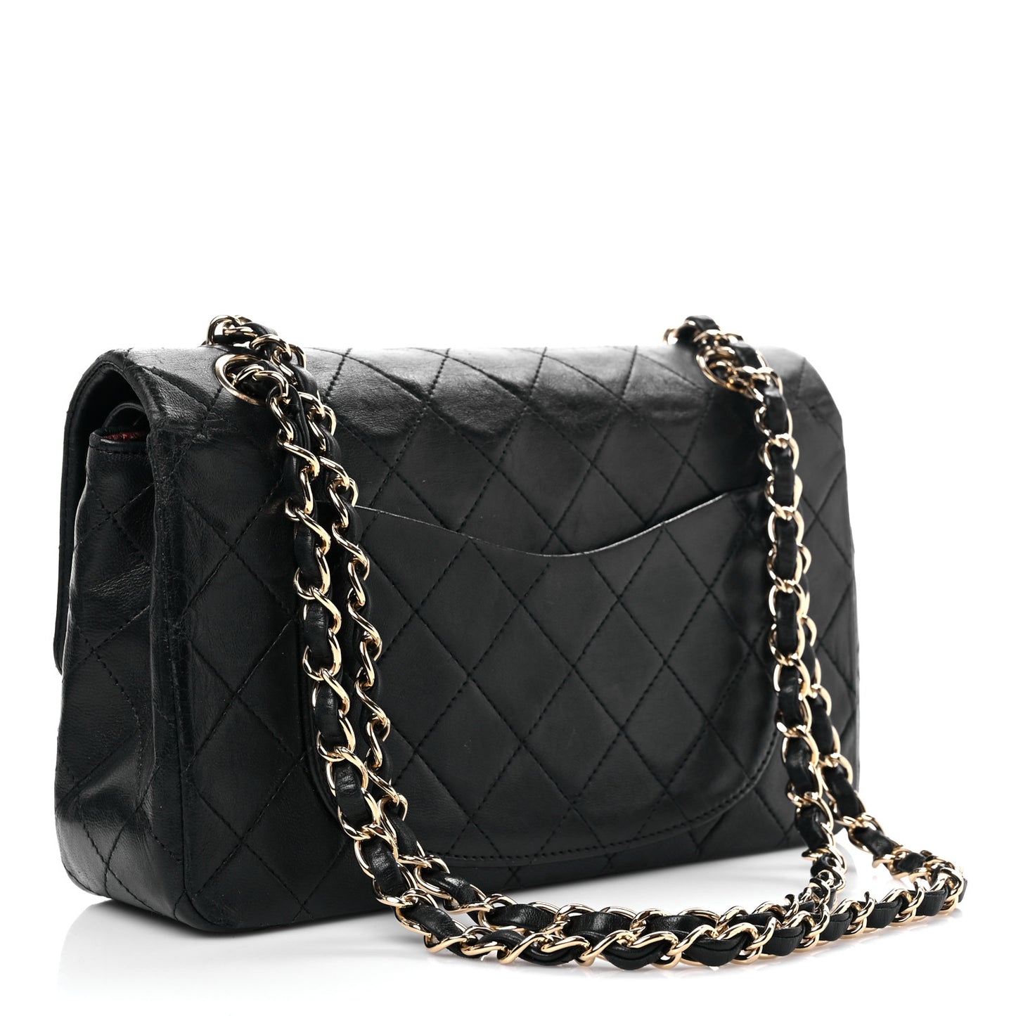 Lambskin Quilted Small Double Flap Black