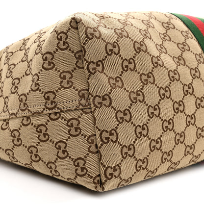 Gucci GG Monogram Web Large Giglio Tote Beige Brown 9 of 10