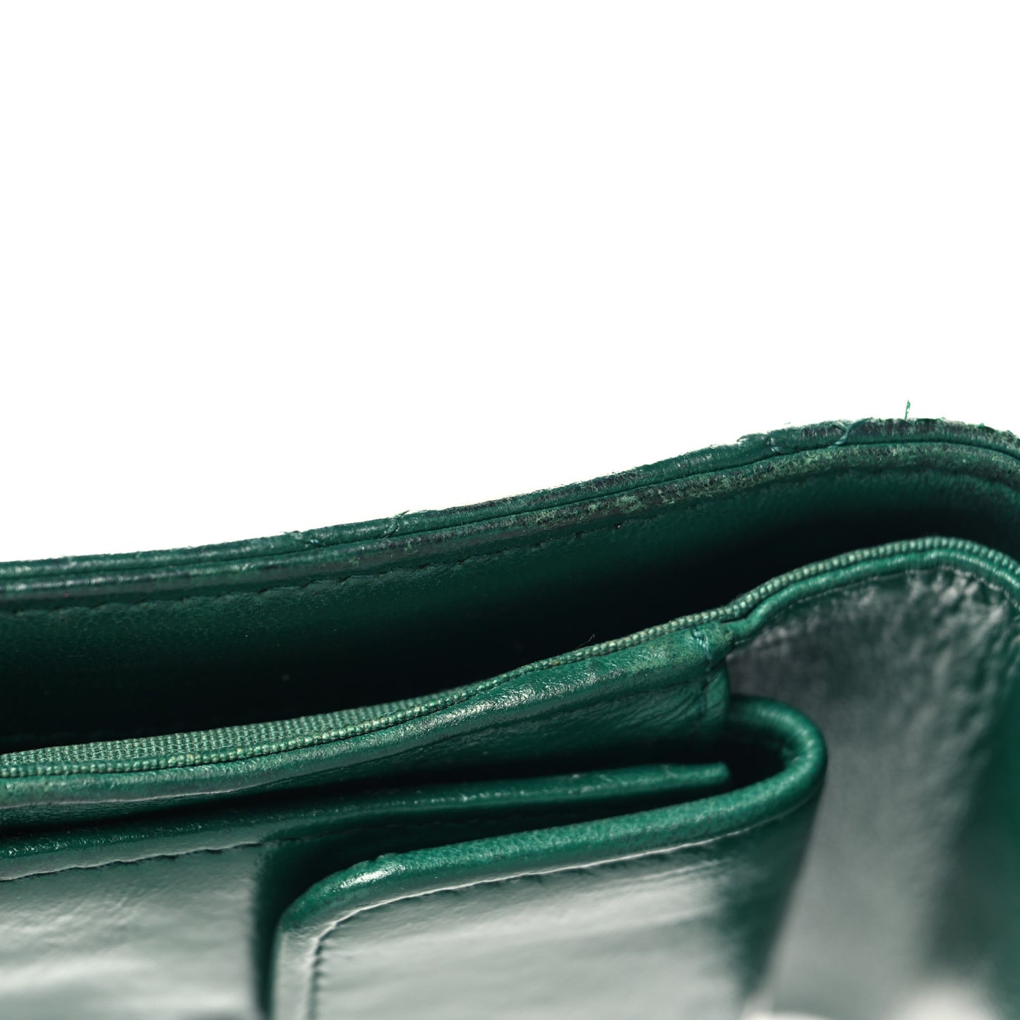 Lambskin Quilted Compact Flap Wallet Green