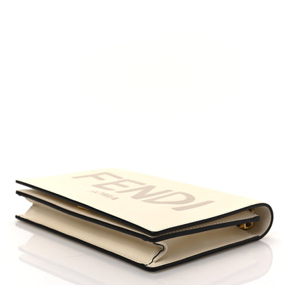 Fendi Vitello King Tamponato Logo Embossed Medium Wallet On Chain White Ice 6 of 6