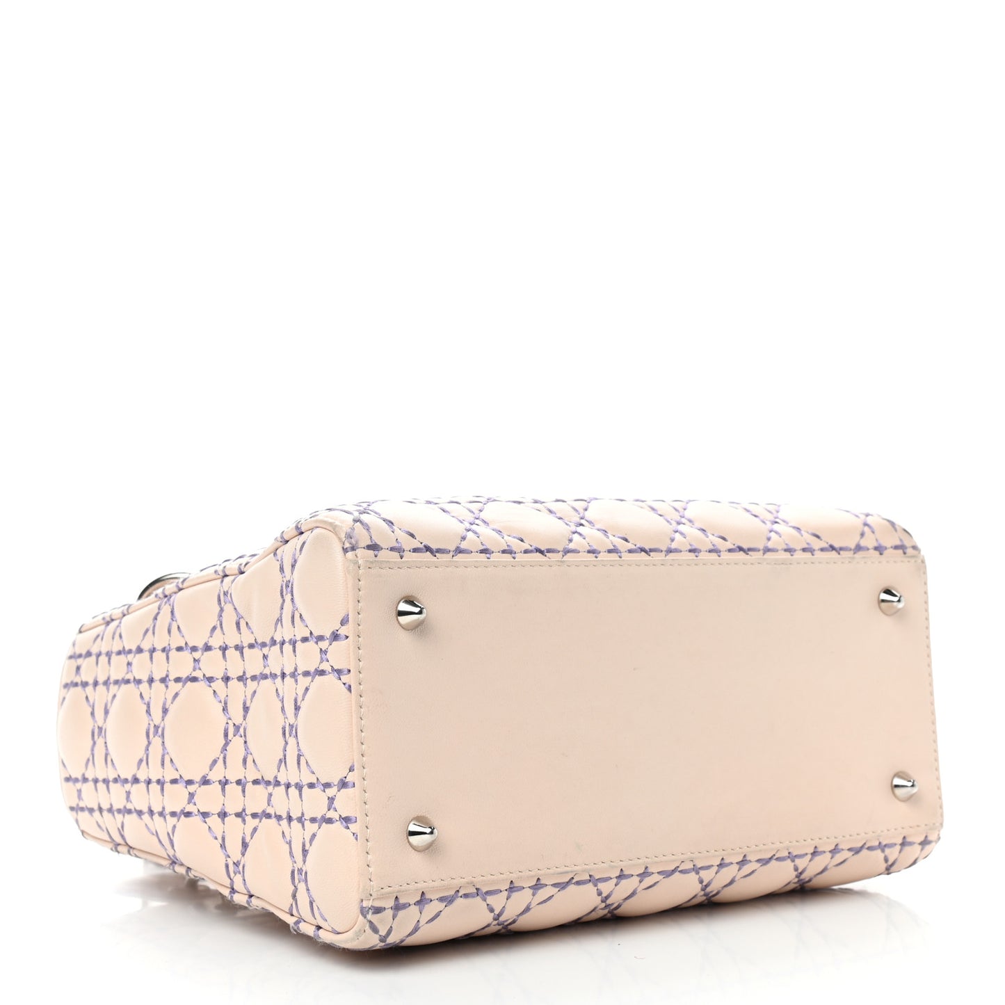 Lambskin Patent Stitched Cannage Medium Lady Dior Beige Purple