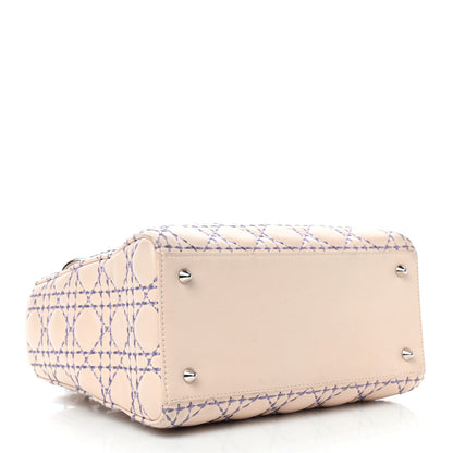 Christian Dior Lambskin Patent Stitched Cannage Medium Lady Dior Beige Purple 4 of 10