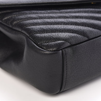 Saint Laurent Sheepskin Matelasse Chevron Monogram Medium College Bag Black 9 of 10