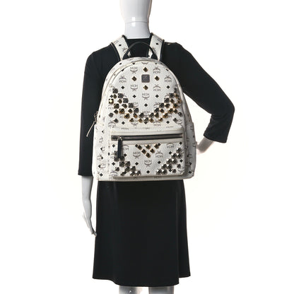 MCM Visetos Studded Medium Stark M Backpack White 2 of 9