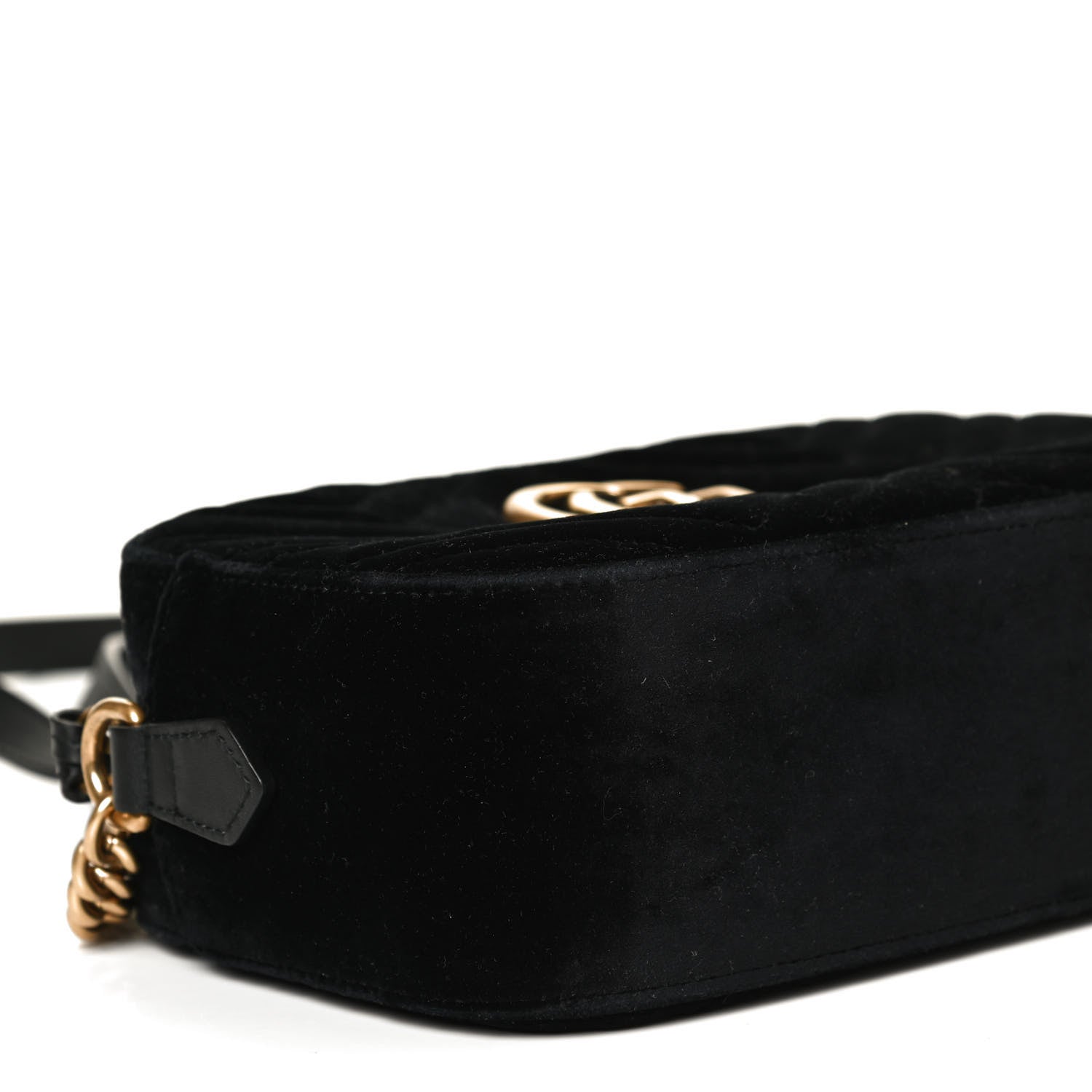 Gucci Velvet Matelasse Small GG Marmont Chain Shoulder Bag Black 10 of 11