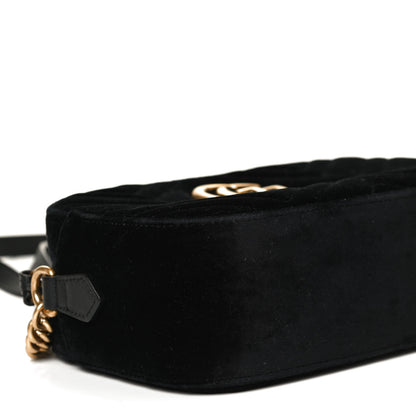 Gucci Velvet Matelasse Small GG Marmont Chain Shoulder Bag Black 10 of 11