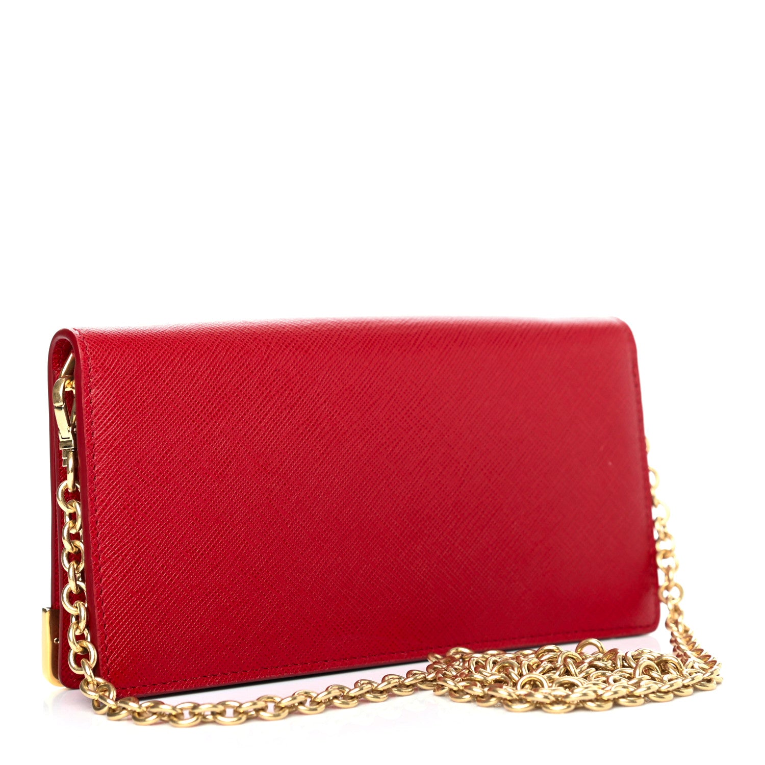 Prada Saffiano Cahier Chain Wallet Fuoco 2 of 5
