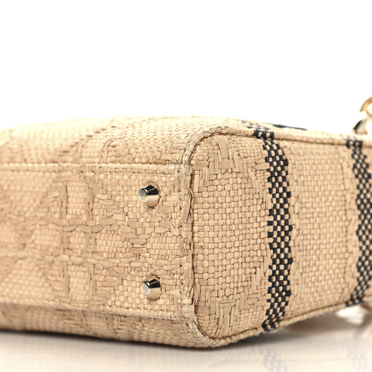Christian Dior Raffia Woven Cannage Embroidered Mini Lady D-Lite