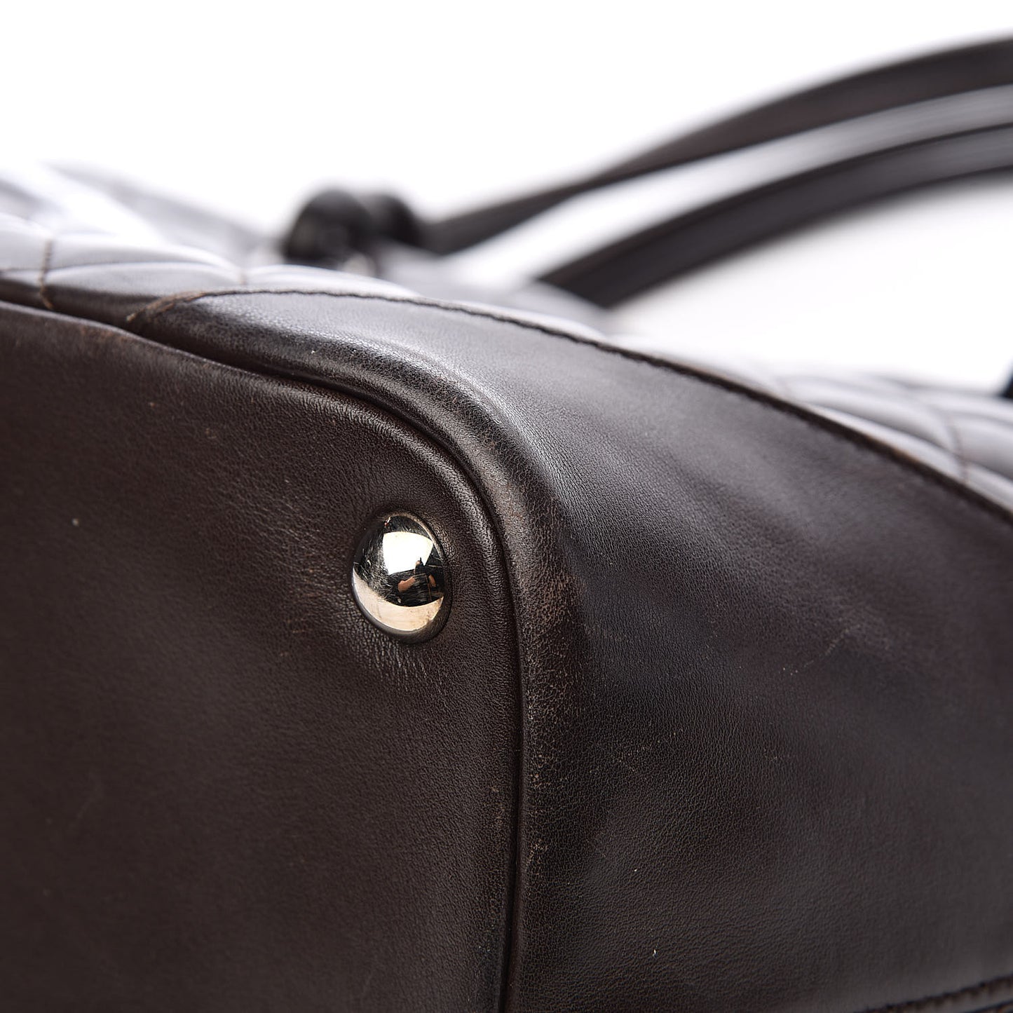 Calfskin Quilted Large Cambon Tote Brown