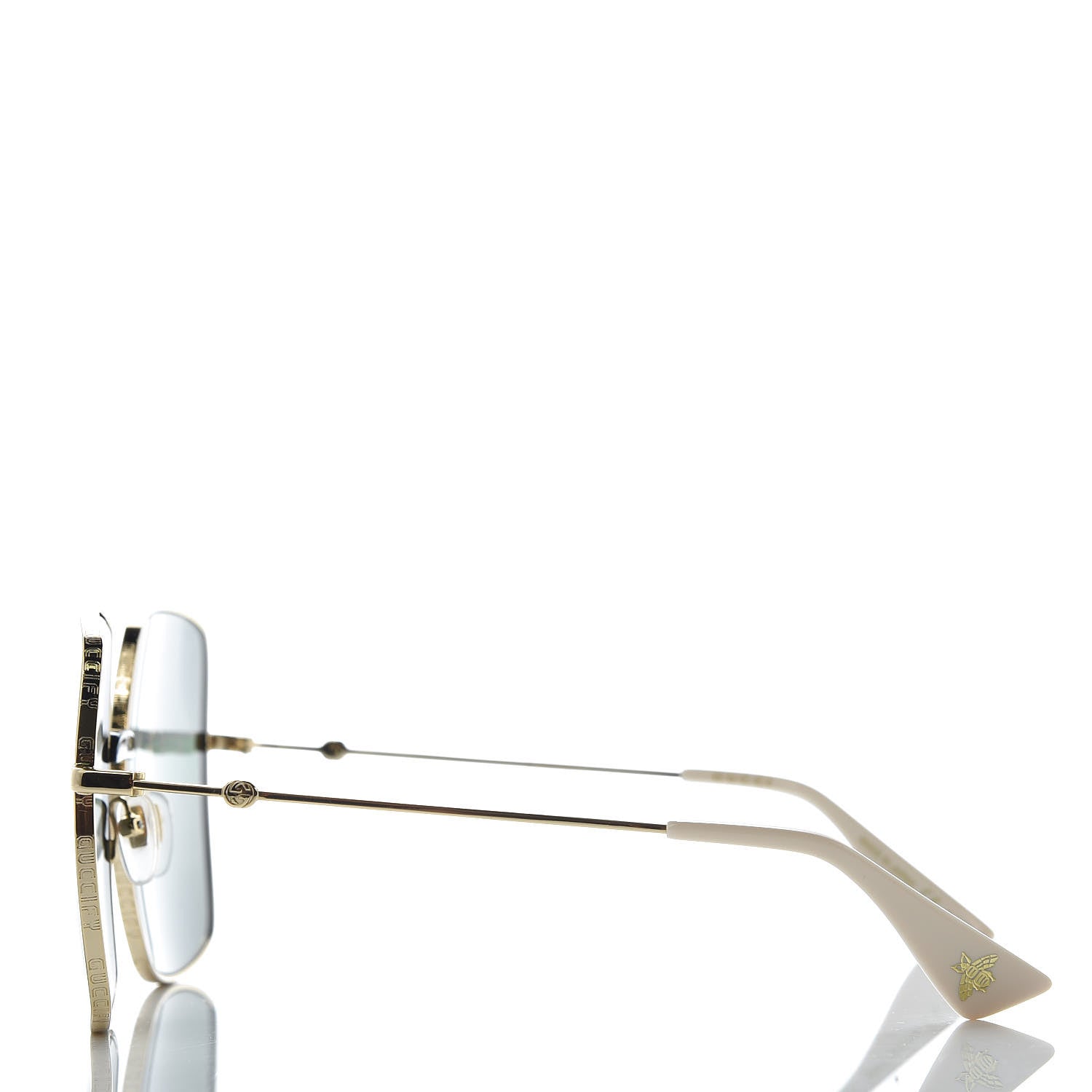 Gucci Metal Rectangular Guccify Frame Sunglasses GG0414S Gold 3 of 8