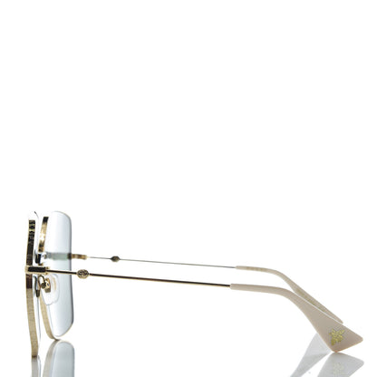 Gucci Metal Rectangular Guccify Frame Sunglasses GG0414S Gold 3 of 8