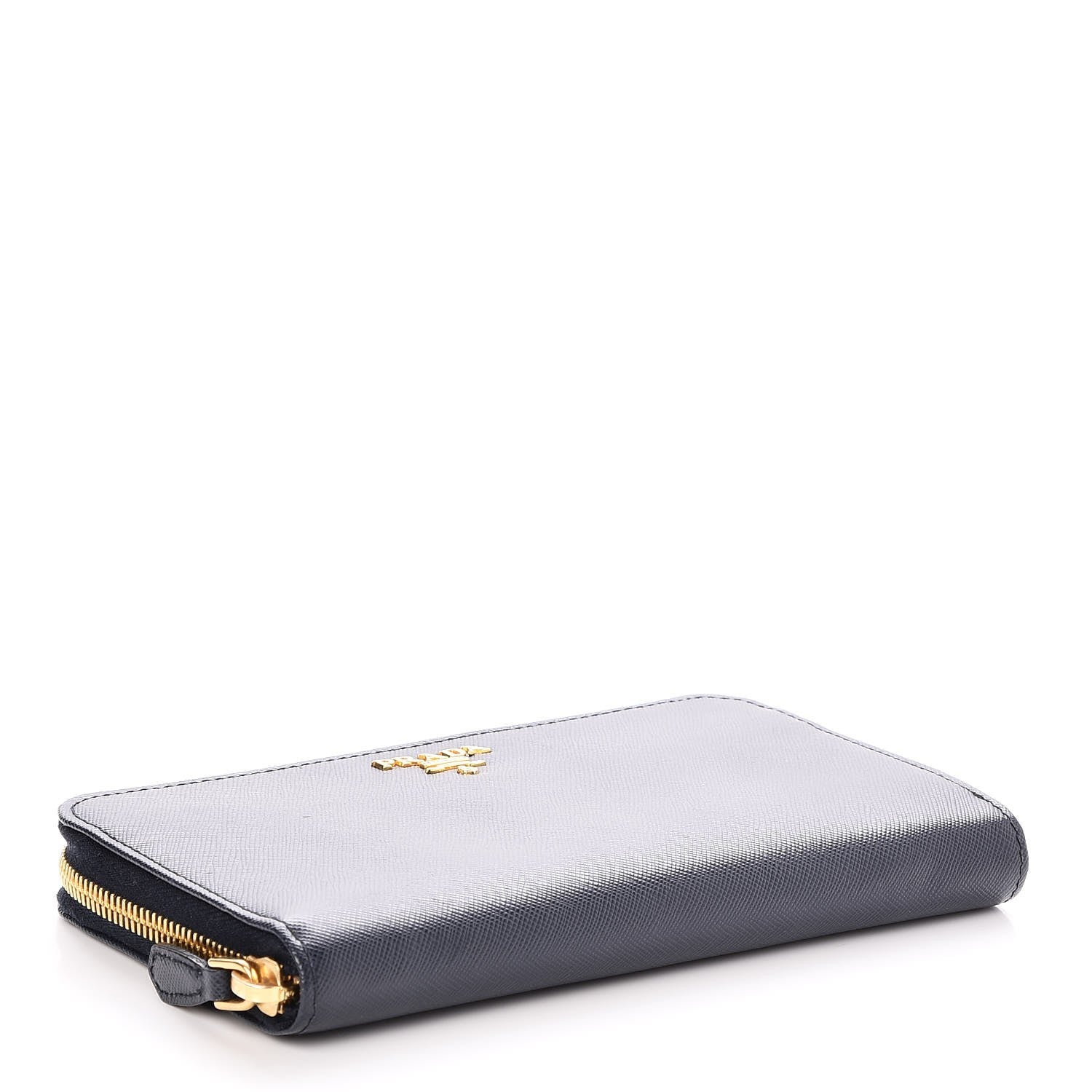 Prada Saffiano Metal Zip Around Wallet Baltico 4 of 8