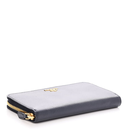Prada Saffiano Metal Zip Around Wallet Baltico 4 of 8