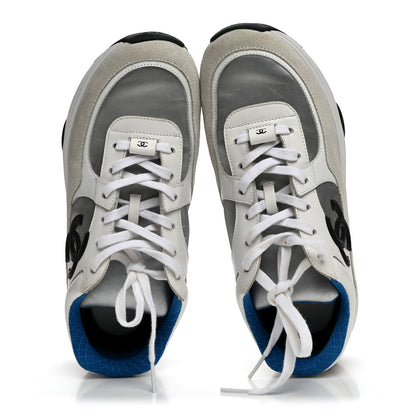Chanel Calfskin Fabric Sneakers 39.5 White Silver Fluo Blue 6 of 10