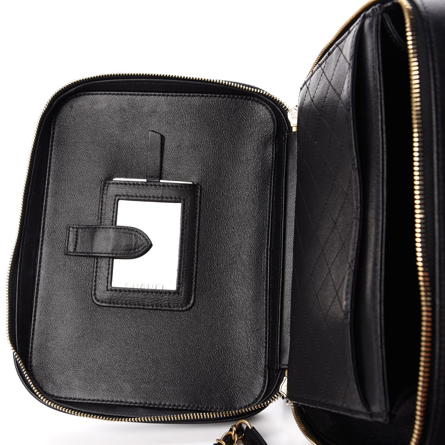 Caviar Quilted Large CC Filigree Vanity Case Black